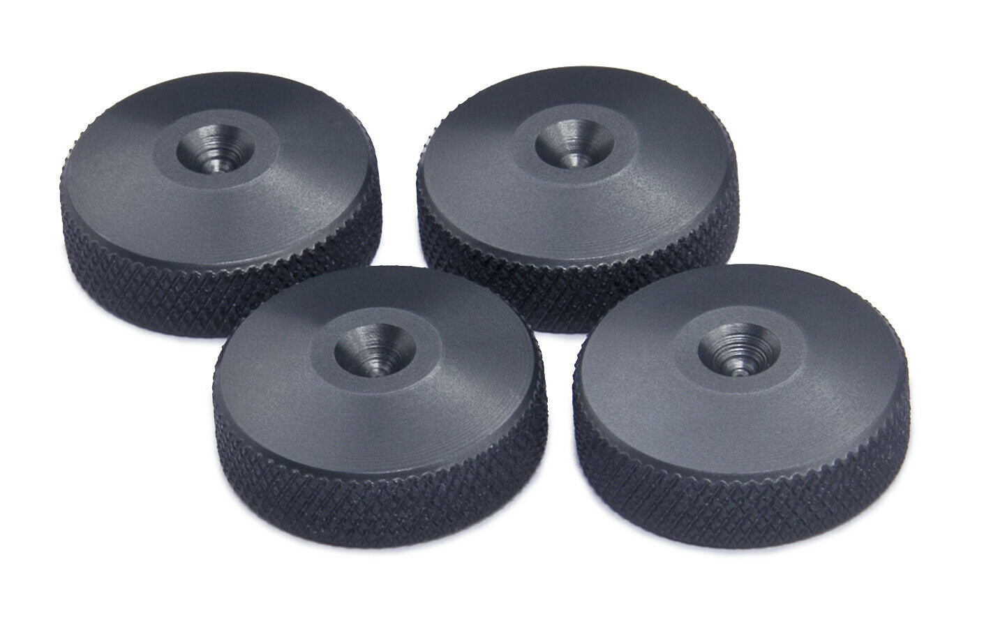 GUN METAL/ GREY Speaker Pads 20mm dia Knurled - Set of 4